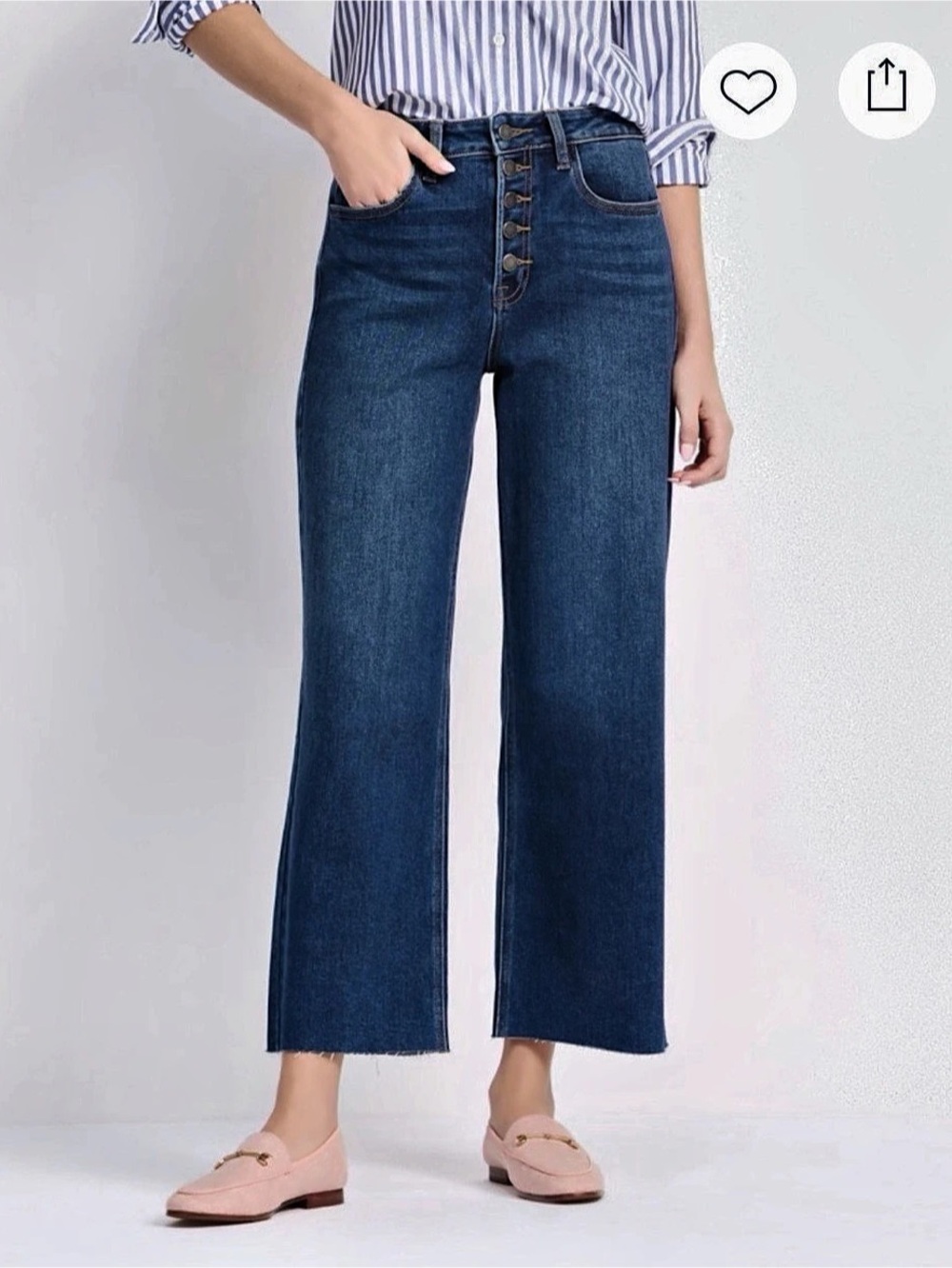 JUST USA Jaye Slim Wide Leg Jeans Button Fly Raw Hem